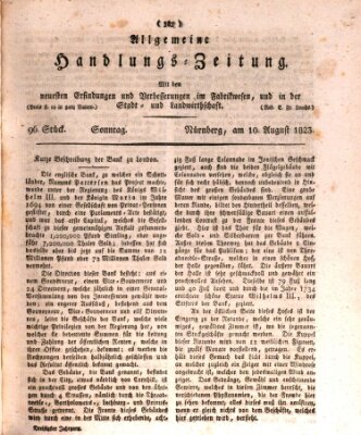 Allgemeine Handlungs-Zeitung Sonntag 10. August 1823