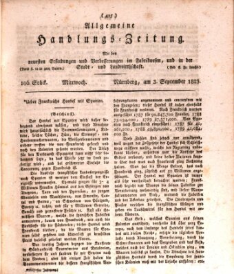 Allgemeine Handlungs-Zeitung Mittwoch 3. September 1823