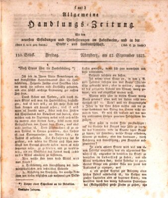 Allgemeine Handlungs-Zeitung Freitag 12. September 1823