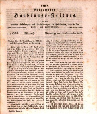 Allgemeine Handlungs-Zeitung Mittwoch 17. September 1823