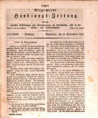 Allgemeine Handlungs-Zeitung Sonntag 21. September 1823