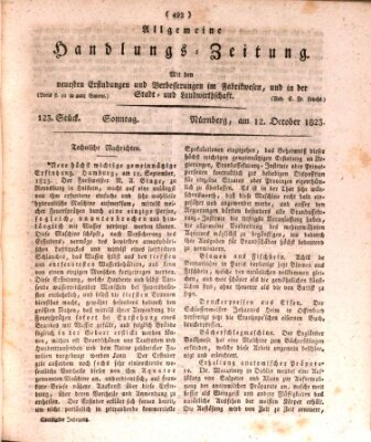 Allgemeine Handlungs-Zeitung Sonntag 12. Oktober 1823