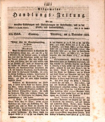 Allgemeine Handlungs-Zeitung Sonntag 9. November 1823