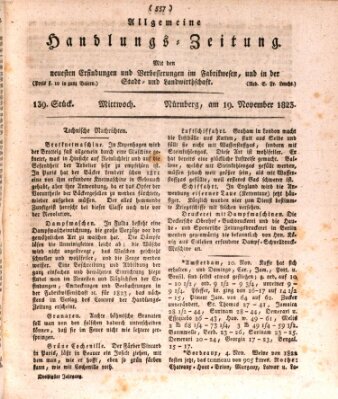 Allgemeine Handlungs-Zeitung Mittwoch 19. November 1823