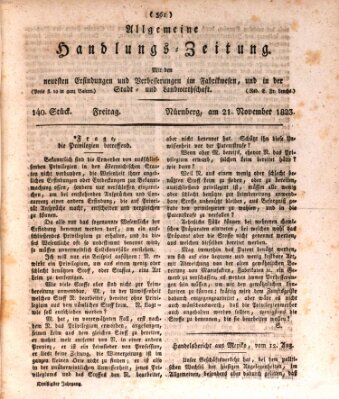 Allgemeine Handlungs-Zeitung Freitag 21. November 1823