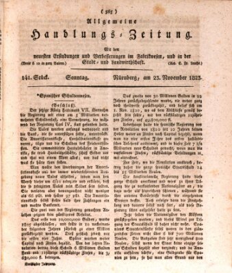 Allgemeine Handlungs-Zeitung Sonntag 23. November 1823