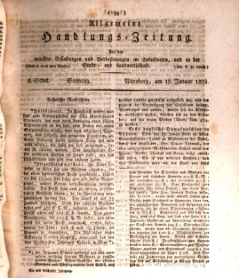 Allgemeine Handlungs-Zeitung Sonntag 18. Januar 1824