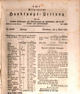 Allgemeine Handlungs-Zeitung Freitag 9. April 1824