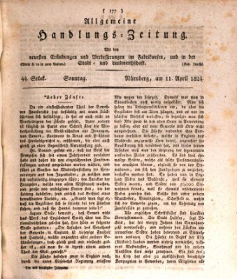 Allgemeine Handlungs-Zeitung Sonntag 11. April 1824