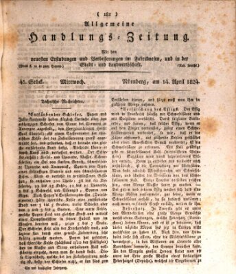 Allgemeine Handlungs-Zeitung Mittwoch 14. April 1824