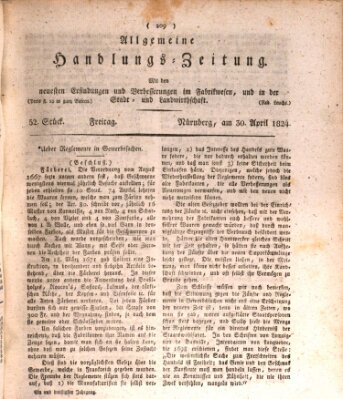 Allgemeine Handlungs-Zeitung Freitag 30. April 1824