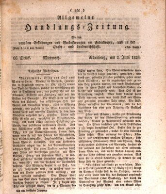 Allgemeine Handlungs-Zeitung Mittwoch 2. Juni 1824