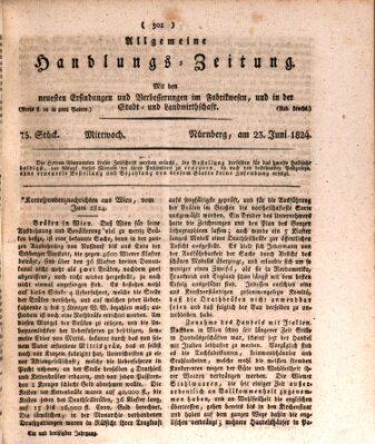 Allgemeine Handlungs-Zeitung Mittwoch 23. Juni 1824