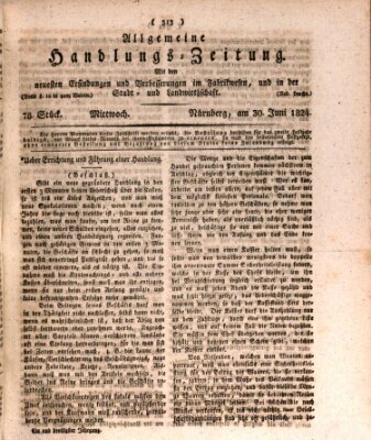 Allgemeine Handlungs-Zeitung Mittwoch 30. Juni 1824