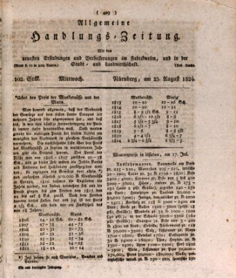 Allgemeine Handlungs-Zeitung Mittwoch 25. August 1824