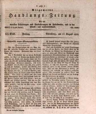 Allgemeine Handlungs-Zeitung Freitag 27. August 1824