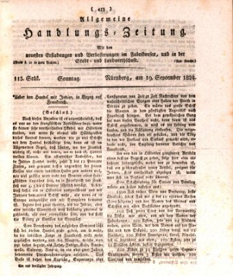 Allgemeine Handlungs-Zeitung Sonntag 19. September 1824