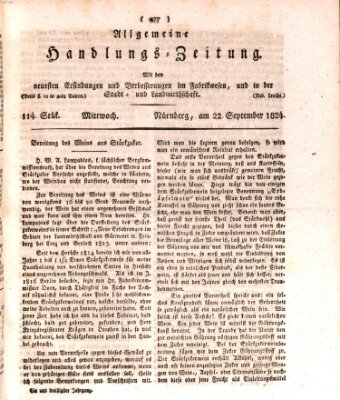 Allgemeine Handlungs-Zeitung Mittwoch 22. September 1824