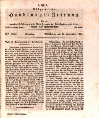 Allgemeine Handlungs-Zeitung Sonntag 14. November 1824