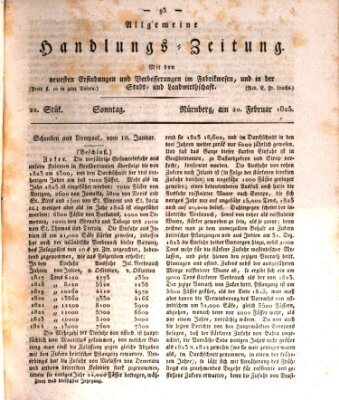 Allgemeine Handlungs-Zeitung Sonntag 20. Februar 1825