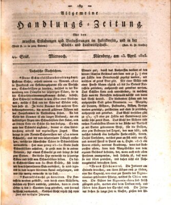 Allgemeine Handlungs-Zeitung Mittwoch 13. April 1825