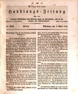 Allgemeine Handlungs-Zeitung Freitag 15. April 1825