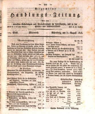 Allgemeine Handlungs-Zeitung Mittwoch 31. August 1825