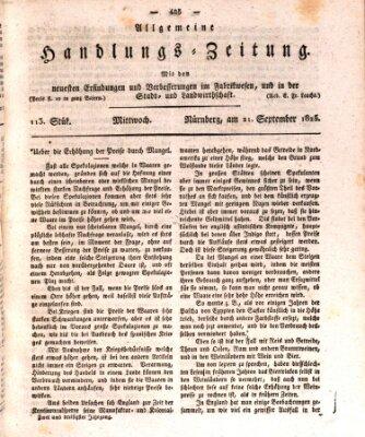 Allgemeine Handlungs-Zeitung Mittwoch 21. September 1825