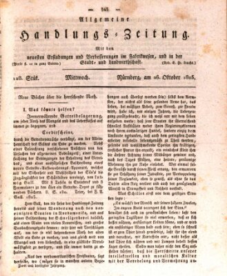 Allgemeine Handlungs-Zeitung Mittwoch 26. Oktober 1825