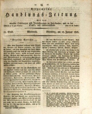 Allgemeine Handlungs-Zeitung Mittwoch 25. Januar 1826