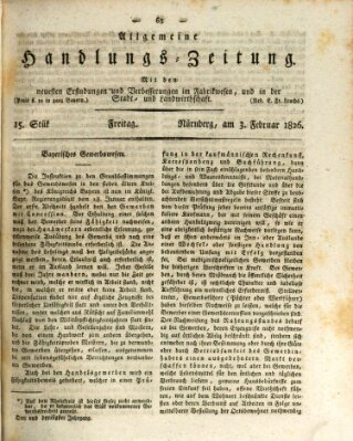 Allgemeine Handlungs-Zeitung Freitag 3. Februar 1826