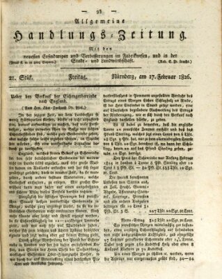 Allgemeine Handlungs-Zeitung Freitag 17. Februar 1826