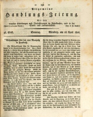 Allgemeine Handlungs-Zeitung Sonntag 16. April 1826