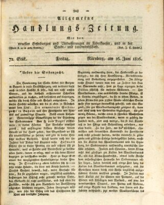 Allgemeine Handlungs-Zeitung Freitag 16. Juni 1826