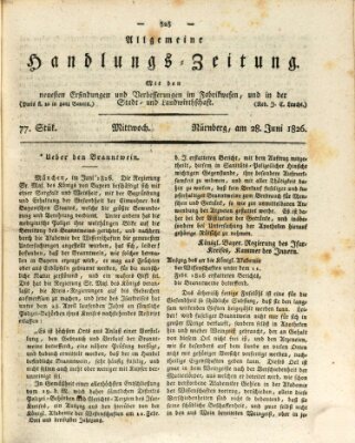 Allgemeine Handlungs-Zeitung Mittwoch 28. Juni 1826