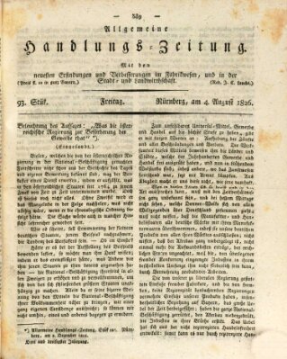 Allgemeine Handlungs-Zeitung Freitag 4. August 1826