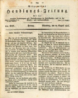 Allgemeine Handlungs-Zeitung Freitag 25. August 1826