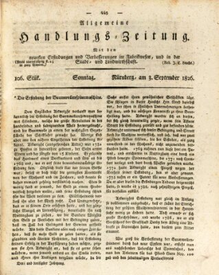Allgemeine Handlungs-Zeitung Sonntag 3. September 1826
