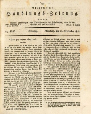 Allgemeine Handlungs-Zeitung Sonntag 10. September 1826