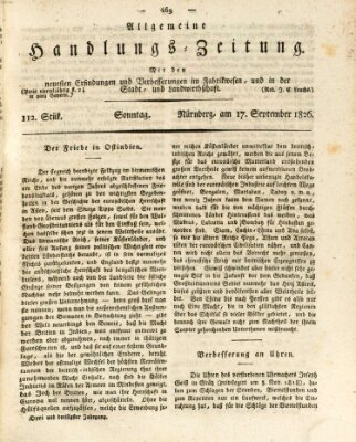 Allgemeine Handlungs-Zeitung Sonntag 17. September 1826