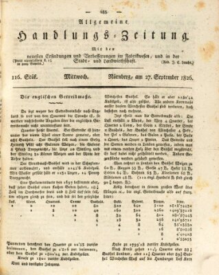 Allgemeine Handlungs-Zeitung Mittwoch 27. September 1826