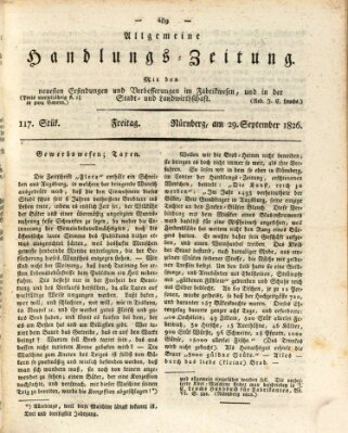 Allgemeine Handlungs-Zeitung Freitag 29. September 1826