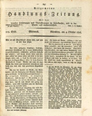 Allgemeine Handlungs-Zeitung Mittwoch 4. Oktober 1826