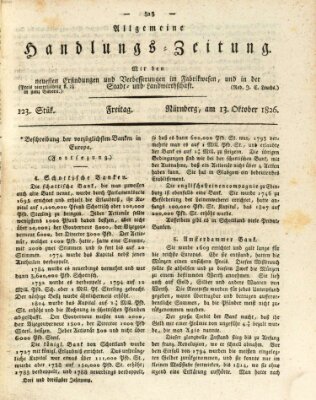 Allgemeine Handlungs-Zeitung Freitag 13. Oktober 1826