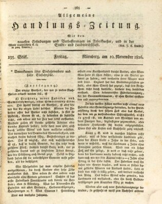 Allgemeine Handlungs-Zeitung Freitag 10. November 1826