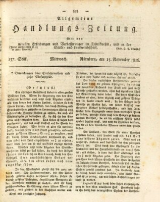 Allgemeine Handlungs-Zeitung Mittwoch 15. November 1826