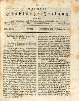 Allgemeine Handlungs-Zeitung Freitag 17. November 1826