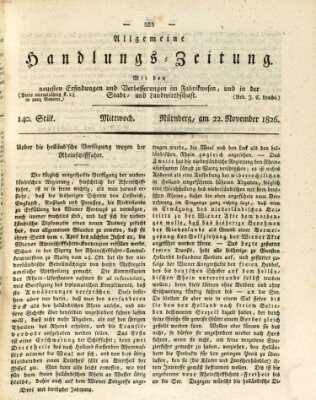 Allgemeine Handlungs-Zeitung Mittwoch 22. November 1826