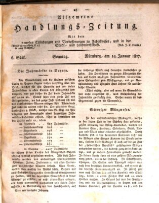 Allgemeine Handlungs-Zeitung Sonntag 14. Januar 1827