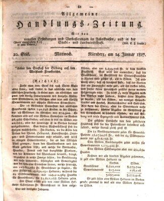 Allgemeine Handlungs-Zeitung Mittwoch 24. Januar 1827